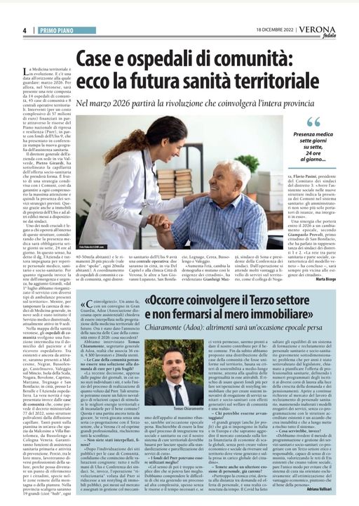 LA RIVOLUZIONE SANITARIA CHE COINVOLGERA’ L’ INTERA PROVINCIA !!