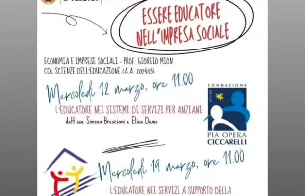 𝙀𝙨𝙨𝙚𝙧𝙚 𝙚𝙙𝙪𝙘𝙖𝙩𝙤𝙧𝙚 𝙣𝙚𝙡𝙡’𝙞𝙢𝙥𝙧𝙚𝙨𝙖 𝙨𝙤𝙘𝙞𝙖𝙡𝙚!

L’EDUCATORE NEI SERVIZI A SUPPORTO DELLA FRAGILITÀ AL FEMMINILE 

 Mercoledì 19 marzo ore 11.00 Fon…