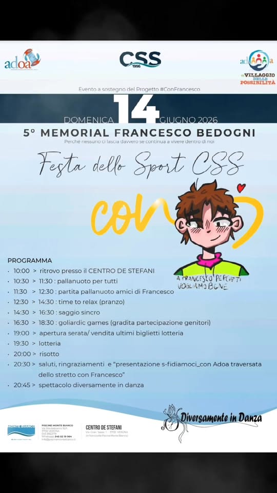 Il 1⃣4⃣ GIUGNO prossimo ci ritroviamo tutti insieme per il 5⃣° Memorial Francesco Bedogni , una giornata che ogni anno…