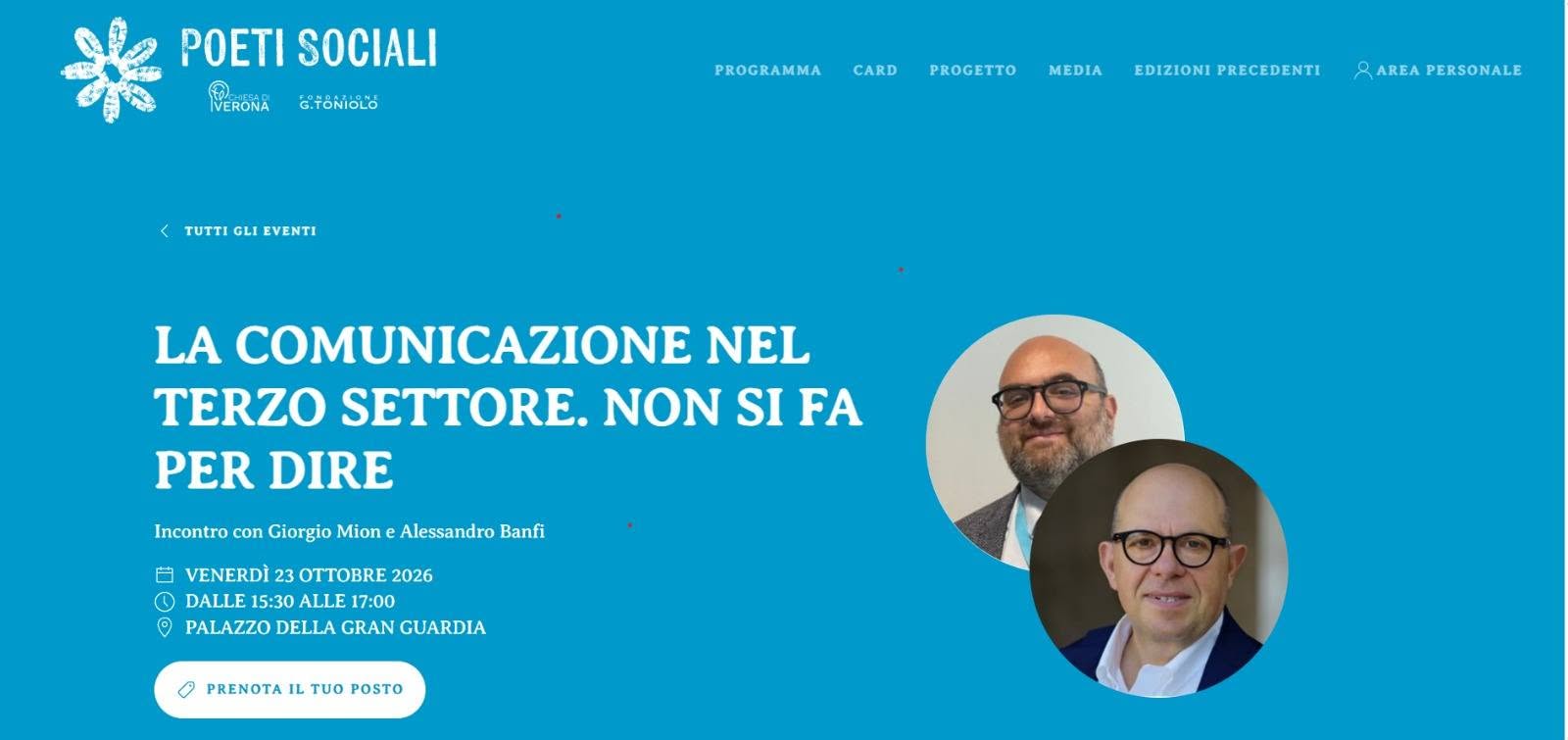 ℙ𝕆𝔼𝕋𝕀 𝕊𝕆ℂ𝕀𝔸𝕃𝕀 𝟚𝟘𝟚𝟞
​​ Ci vediamo oggi pomeriggio! 

​La comunicazione nel Terzo Settore non è solo promozione: è coerenza, trasparenza e re…